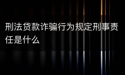 刑法贷款诈骗行为规定刑事责任是什么