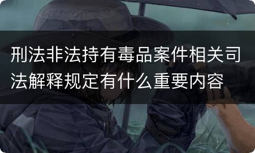 刑法非法持有毒品案件相关司法解释规定有什么重要内容