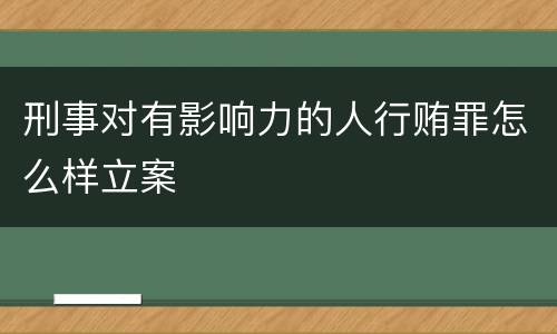 刑事对有影响力的人行贿罪怎么样立案