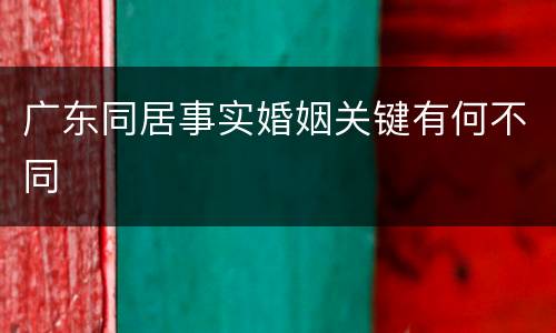 广东同居事实婚姻关键有何不同