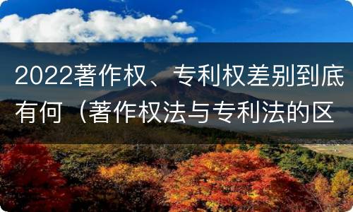 2022著作权、专利权差别到底有何（著作权法与专利法的区别）