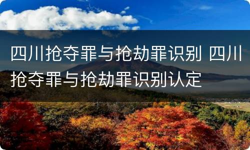 四川抢夺罪与抢劫罪识别 四川抢夺罪与抢劫罪识别认定