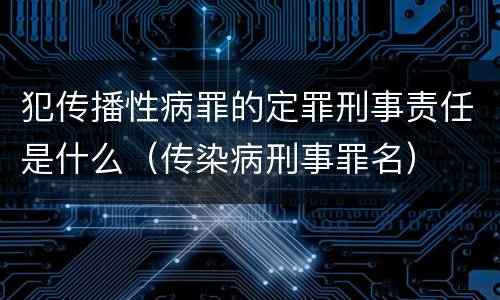 犯传播性病罪的定罪刑事责任是什么（传染病刑事罪名）