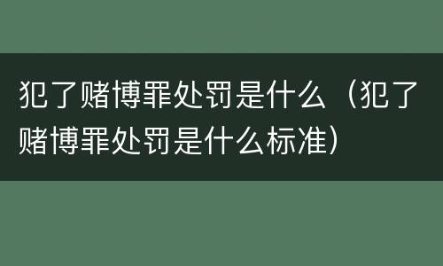 犯了赌博罪处罚是什么（犯了赌博罪处罚是什么标准）