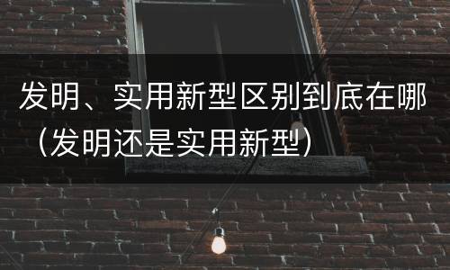 发明、实用新型区别到底在哪（发明还是实用新型）