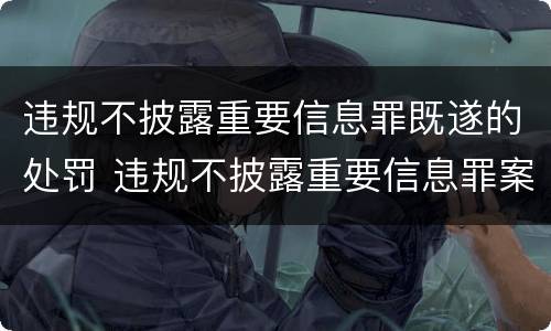 违规不披露重要信息罪既遂的处罚 违规不披露重要信息罪案例