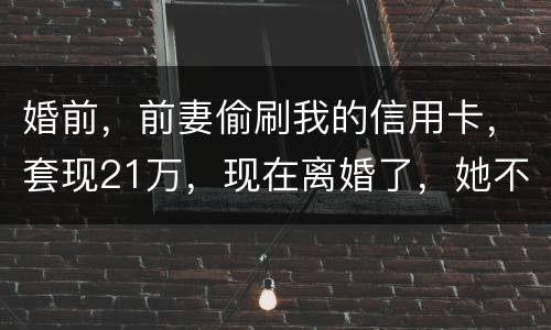 婚前，前妻偷刷我的信用卡，套现21万，现在离婚了，她不愿意还这个钱，我能起诉吗
