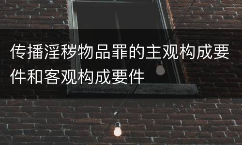 传播淫秽物品罪的主观构成要件和客观构成要件