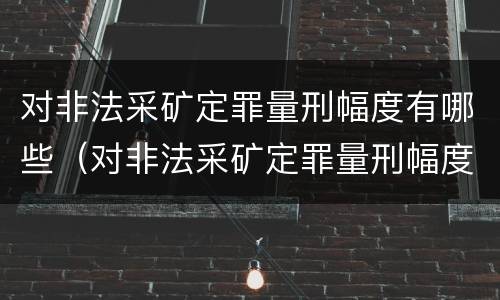对非法采矿定罪量刑幅度有哪些（对非法采矿定罪量刑幅度有哪些规定）