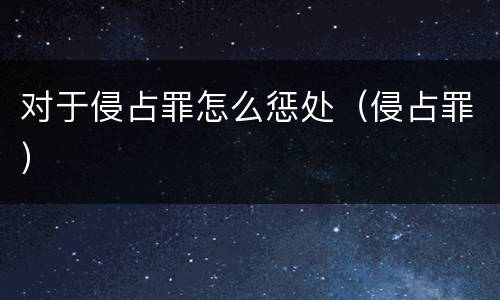 对于侵占罪怎么惩处（侵占罪）