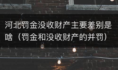 河北罚金没收财产主要差别是啥（罚金和没收财产的并罚）