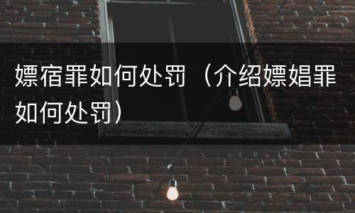 嫖宿罪如何处罚（介绍嫖娼罪如何处罚）