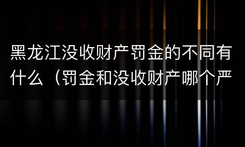 黑龙江没收财产罚金的不同有什么（罚金和没收财产哪个严重）