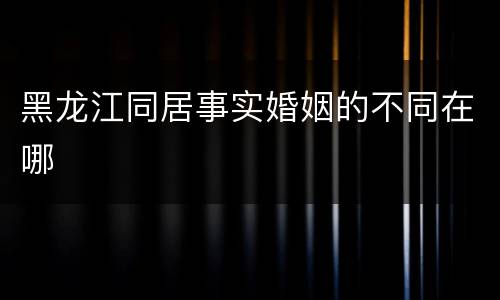 黑龙江同居事实婚姻的不同在哪