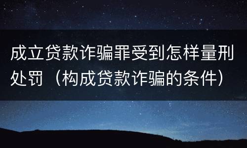 成立贷款诈骗罪受到怎样量刑处罚（构成贷款诈骗的条件）