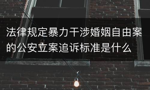 法律规定暴力干涉婚姻自由案的公安立案追诉标准是什么
