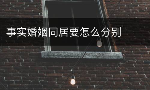事实婚姻同居要怎么分别
