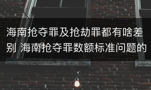 海南抢夺罪及抢劫罪都有啥差别 海南抢夺罪数额标准问题的规定