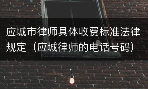 应城市律师具体收费标准法律规定（应城律师的电话号码）
