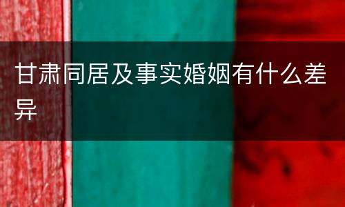 甘肃同居及事实婚姻有什么差异