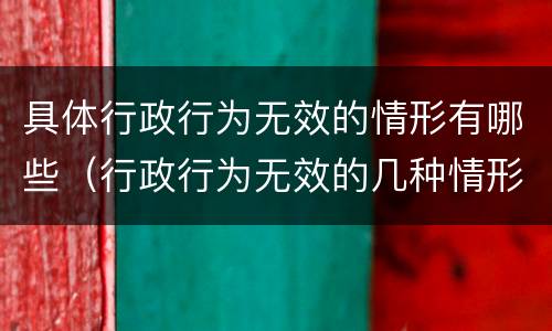 具体行政行为无效的情形有哪些（行政行为无效的几种情形）