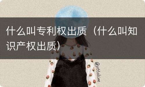 什么叫专利权出质（什么叫知识产权出质）