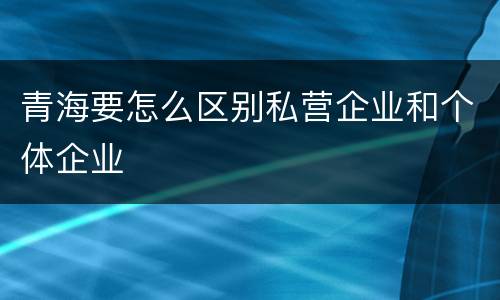 青海要怎么区别私营企业和个体企业
