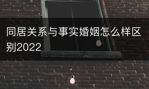 同居关系与事实婚姻怎么样区别2022