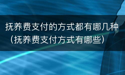 抚养费支付的方式都有哪几种（抚养费支付方式有哪些）