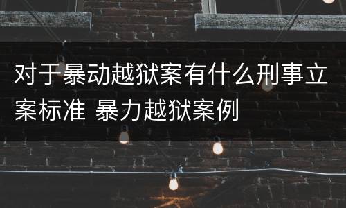 对于暴动越狱案有什么刑事立案标准 暴力越狱案例