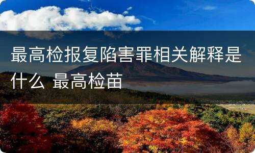 最高检报复陷害罪相关解释是什么 最高检苗