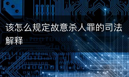 该怎么规定故意杀人罪的司法解释