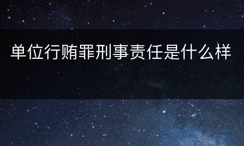 单位行贿罪刑事责任是什么样