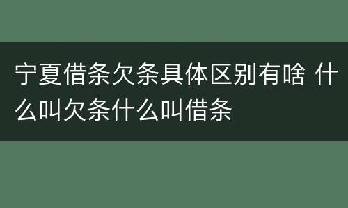宁夏借条欠条具体区别有啥 什么叫欠条什么叫借条