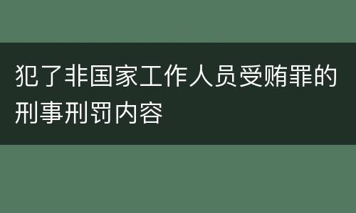 犯了非国家工作人员受贿罪的刑事刑罚内容