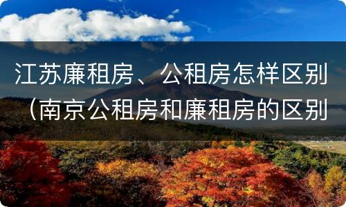 江苏廉租房、公租房怎样区别（南京公租房和廉租房的区别）
