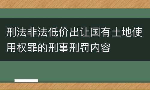 刑法非法低价出让国有土地使用权罪的刑事刑罚内容