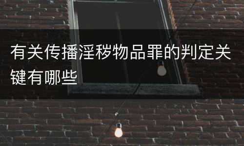 有关传播淫秽物品罪的判定关键有哪些
