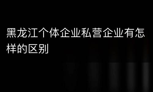 黑龙江个体企业私营企业有怎样的区别