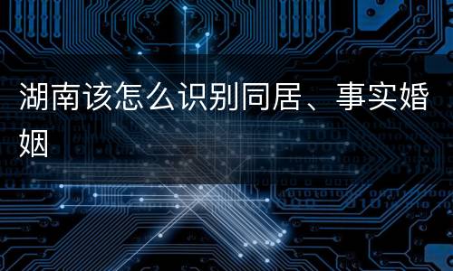 湖南该怎么识别同居、事实婚姻