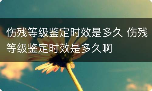 伤残等级鉴定时效是多久 伤残等级鉴定时效是多久啊