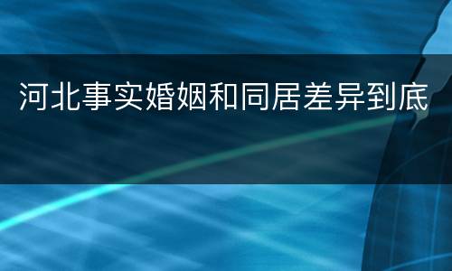 河北事实婚姻和同居差异到底