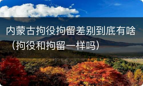 内蒙古拘役拘留差别到底有啥（拘役和拘留一样吗）