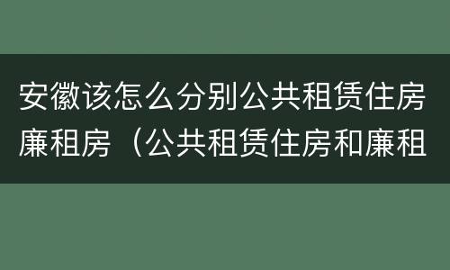 安徽该怎么分别公共租赁住房廉租房（公共租赁住房和廉租房）