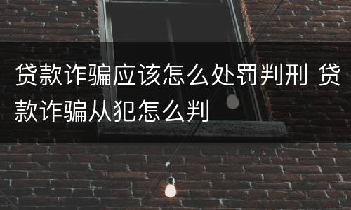 贷款诈骗应该怎么处罚判刑 贷款诈骗从犯怎么判