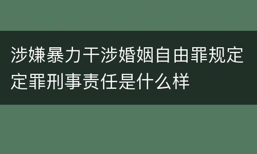 涉嫌暴力干涉婚姻自由罪规定定罪刑事责任是什么样