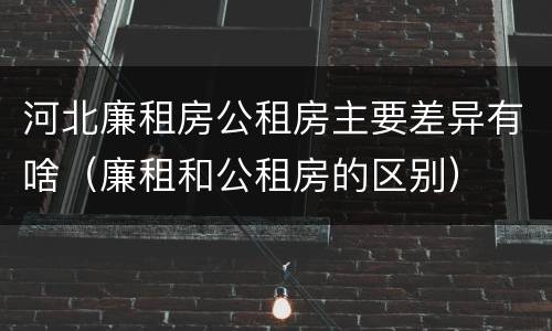 河北廉租房公租房主要差异有啥（廉租和公租房的区别）
