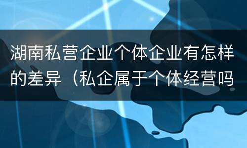 湖南私营企业个体企业有怎样的差异（私企属于个体经营吗）