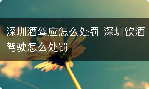 深圳酒驾应怎么处罚 深圳饮酒驾驶怎么处罚