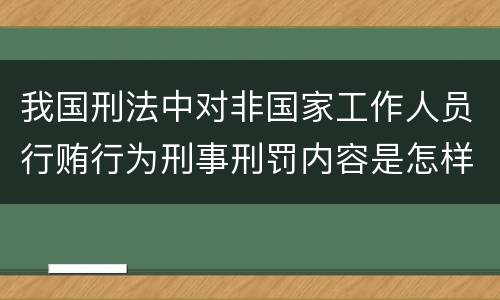 我国刑法中对非国家工作人员行贿行为刑事刑罚内容是怎样